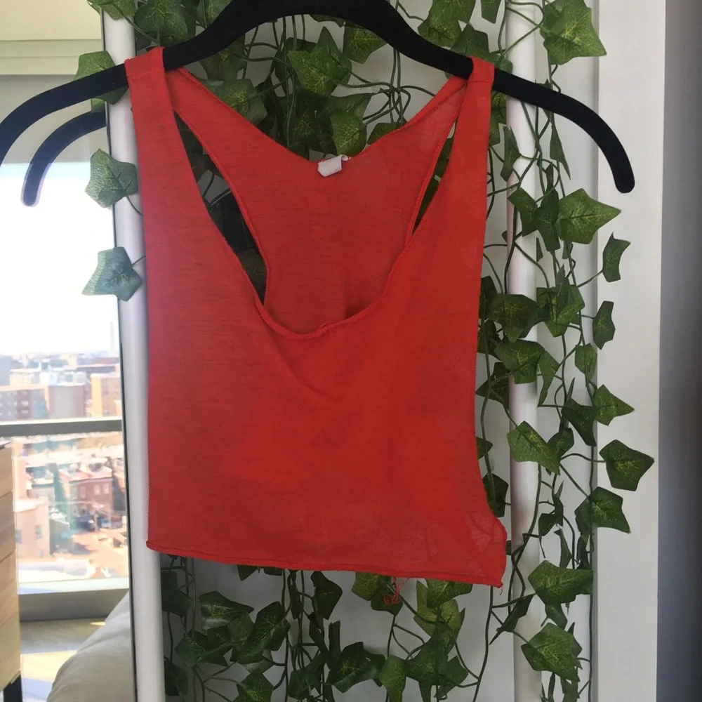 Red Racerback Muscle Crop Top - Picture 3 of 6